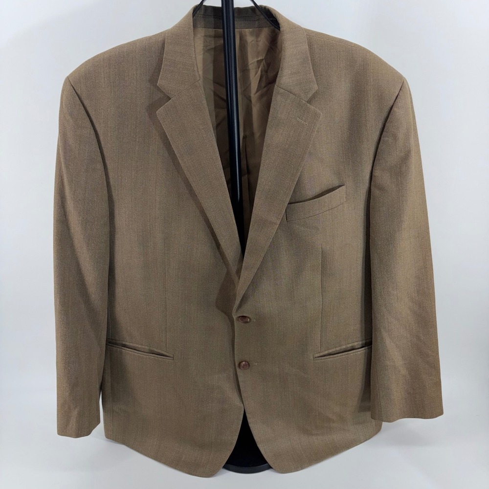 Lauren Ralph Lauren Mens 48R Blazer Brown Silk Wool Herringbone Sport Coat - Picture 4 of 7